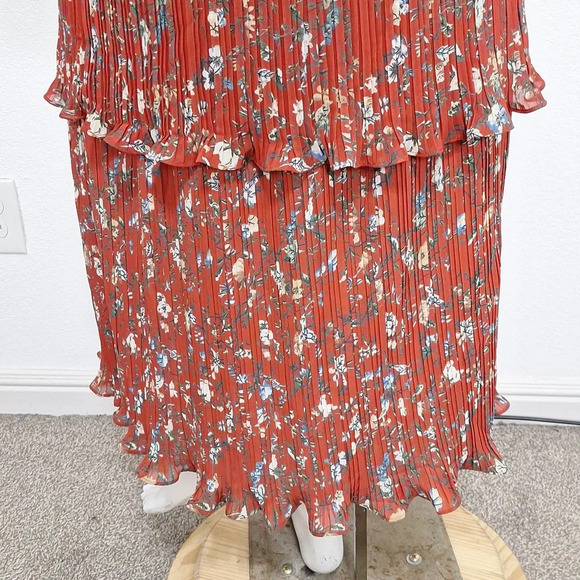 Lulus Such Sophistication Cottagecore Floral Print Pleated Bohemian Maxi Dress M - Picture 9 of 12
